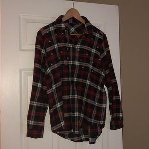 Zara plaid button down with pearls